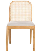 Set of 2 Dining Chairs EDINA Fabric Light Brown/ Beige