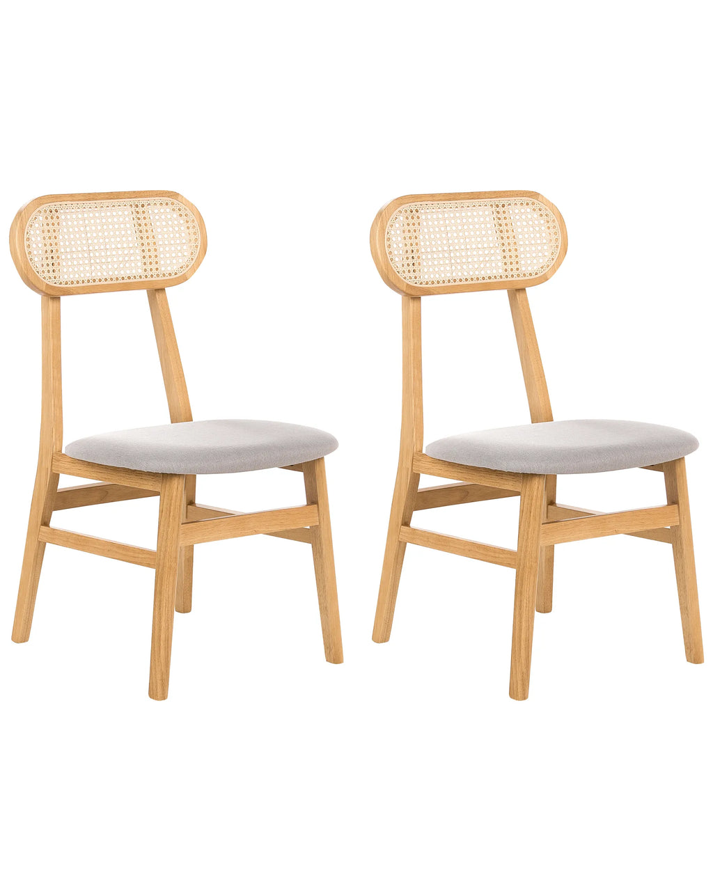 Set of 2 Dining Chairs FALLON Wood Light Brown/ Light Grey
