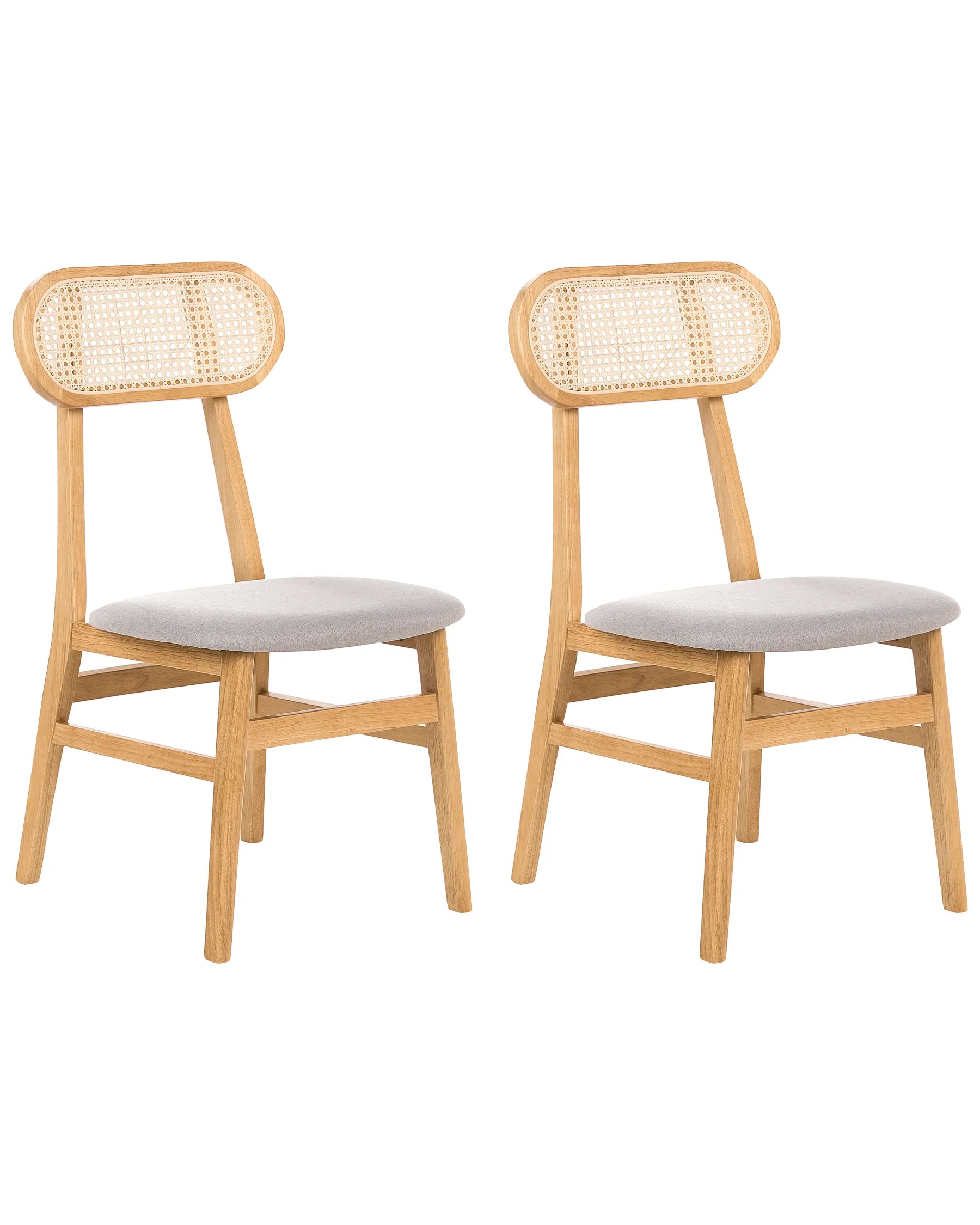 Set of 2 Dining Chairs FALLON Wood Light Brown/ Light Grey