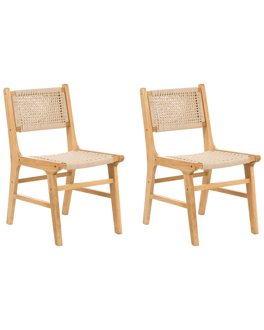 Set of 2 Dining Chairs OZELLA Wood Light Brown/ Beige