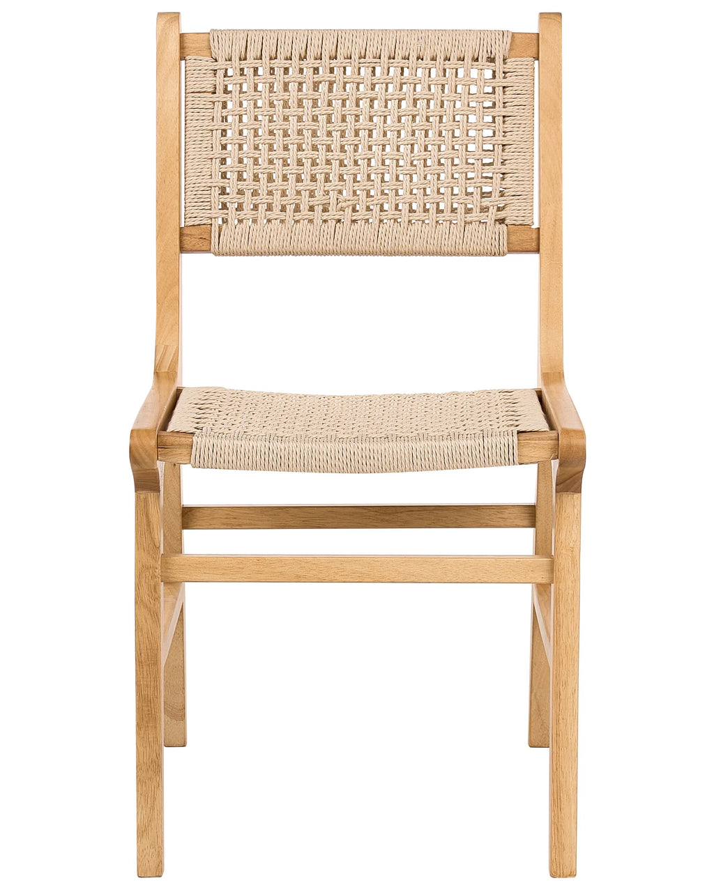 Set of 2 Dining Chairs OZELLA Wood Light Brown/ Beige