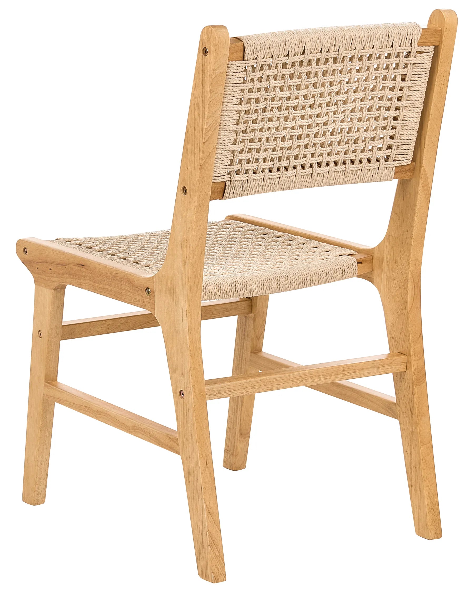 Set of 2 Dining Chairs OZELLA Wood Light Brown/ Beige