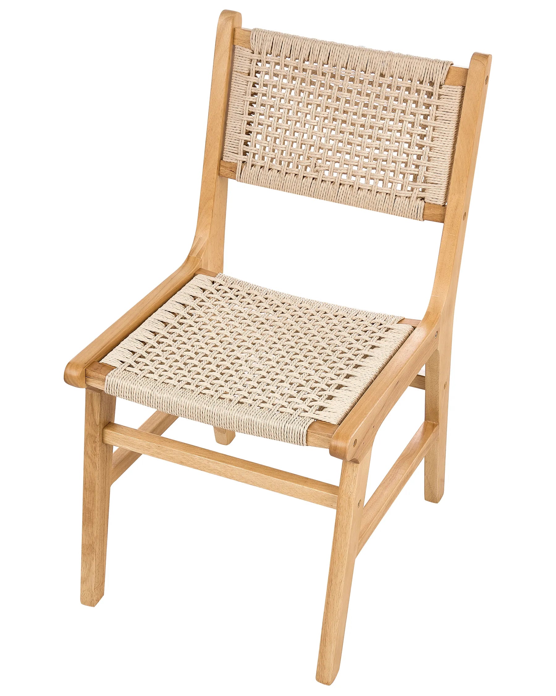 Set of 2 Dining Chairs OZELLA Wood Light Brown/ Beige