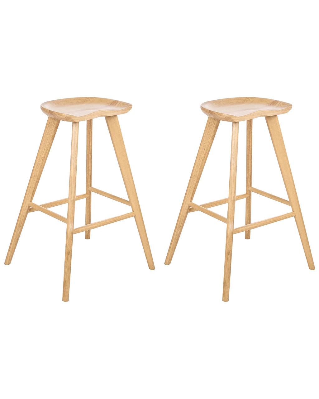 Set of 2 Bar Stools CANDO Light Brown