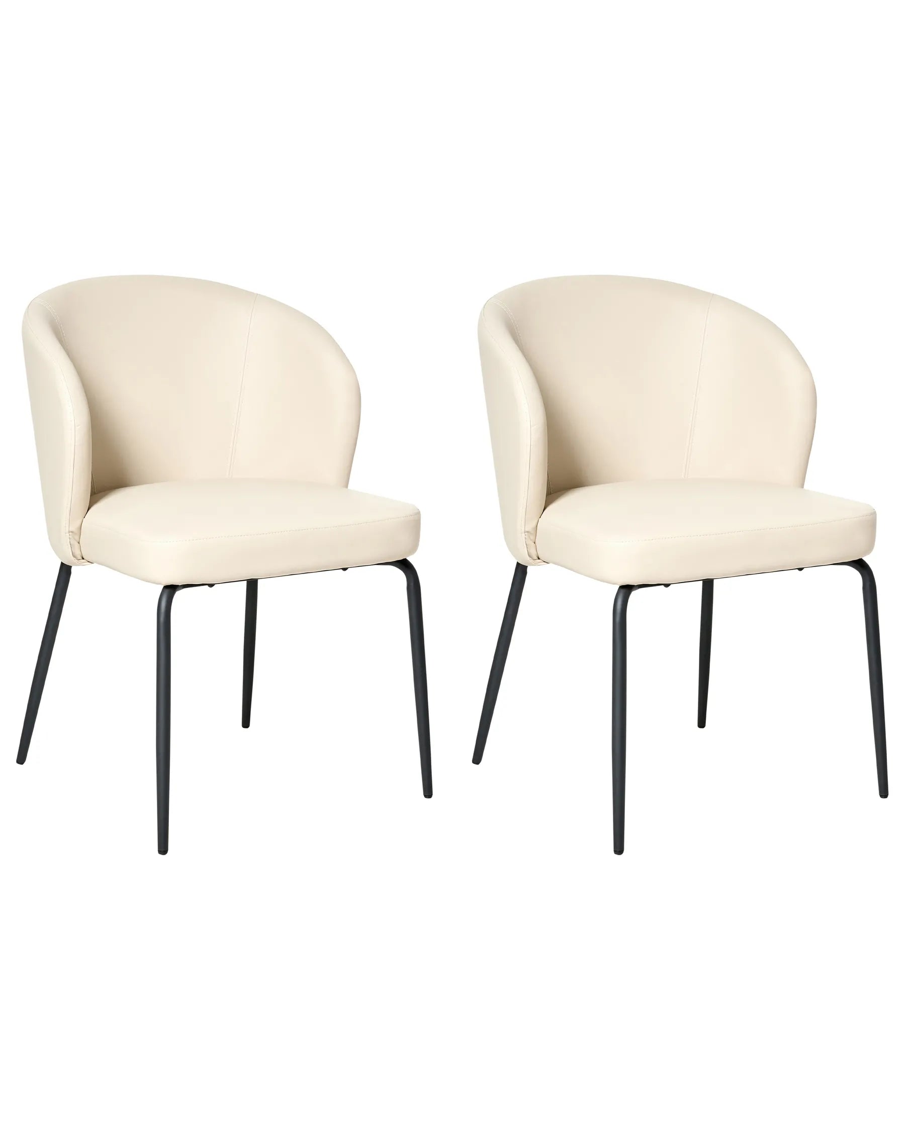 Set of 2 Dining Chairs ZANA Faux Leather Light Beige