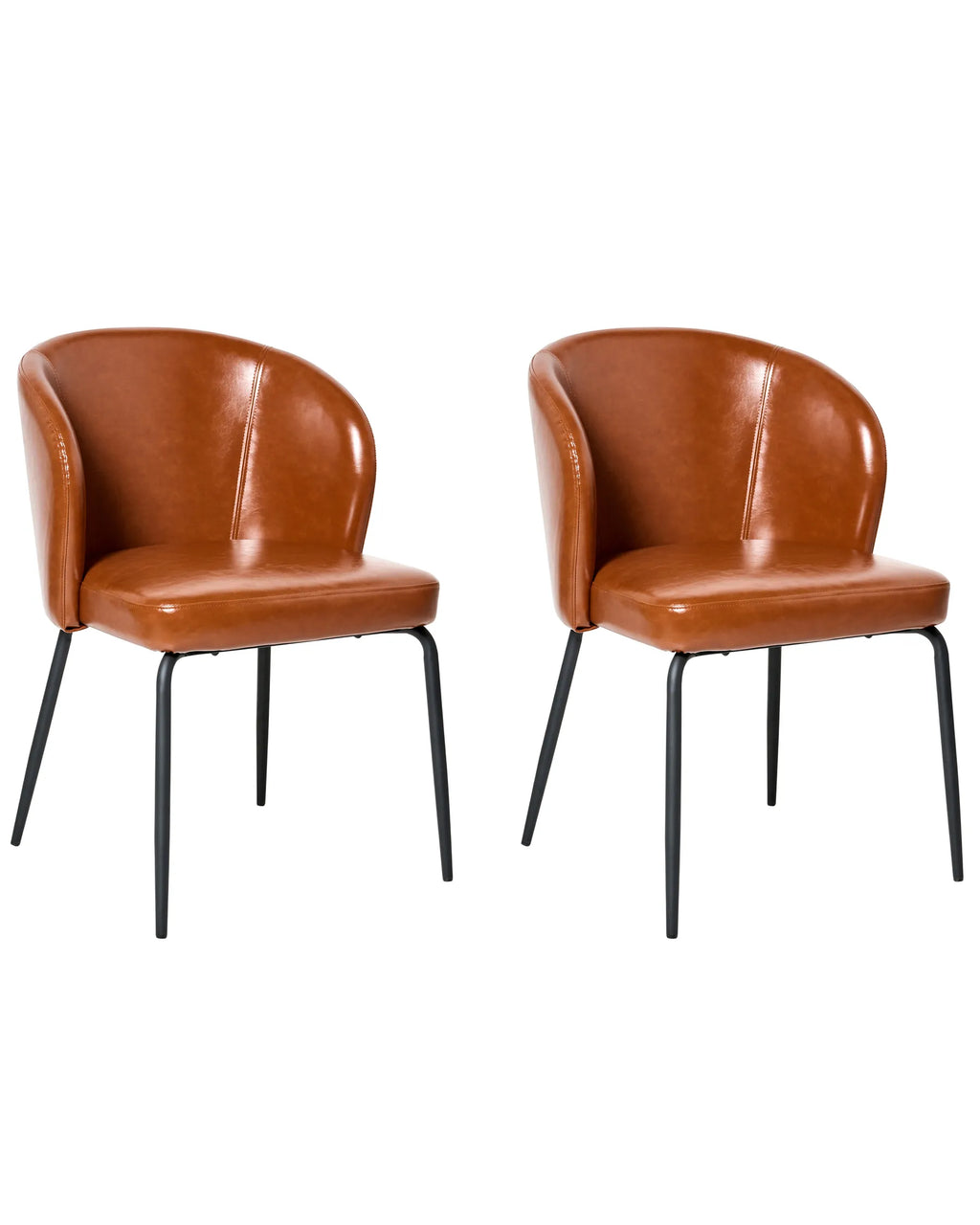 Set of 2 Dining Chairs ZANA Faux Leather Golden Brown