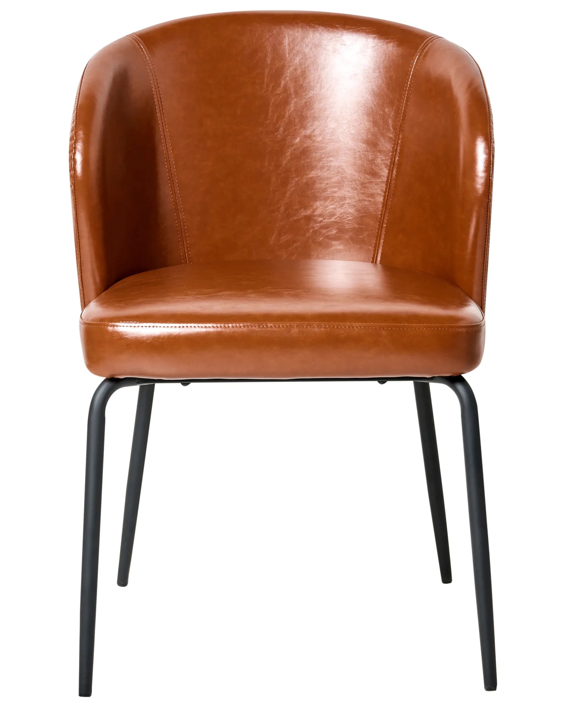 Set of 2 Dining Chairs ZANA Faux Leather Golden Brown
