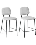 Set of 2 Bar Chairs DUETTE Faux Linen Light Grey