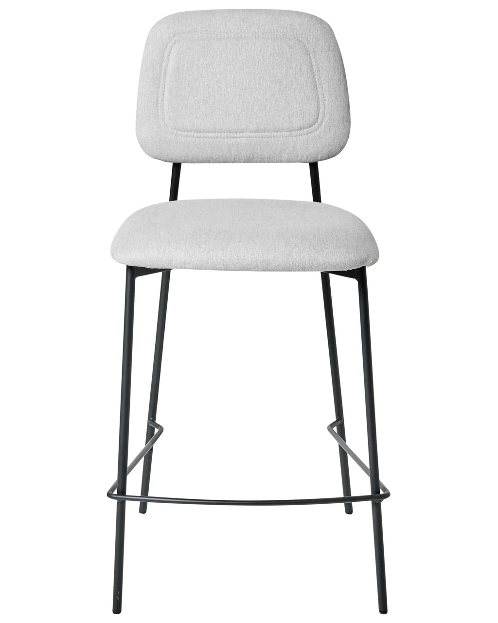 Set of 2 Bar Chairs DUETTE Faux Linen Light Grey
