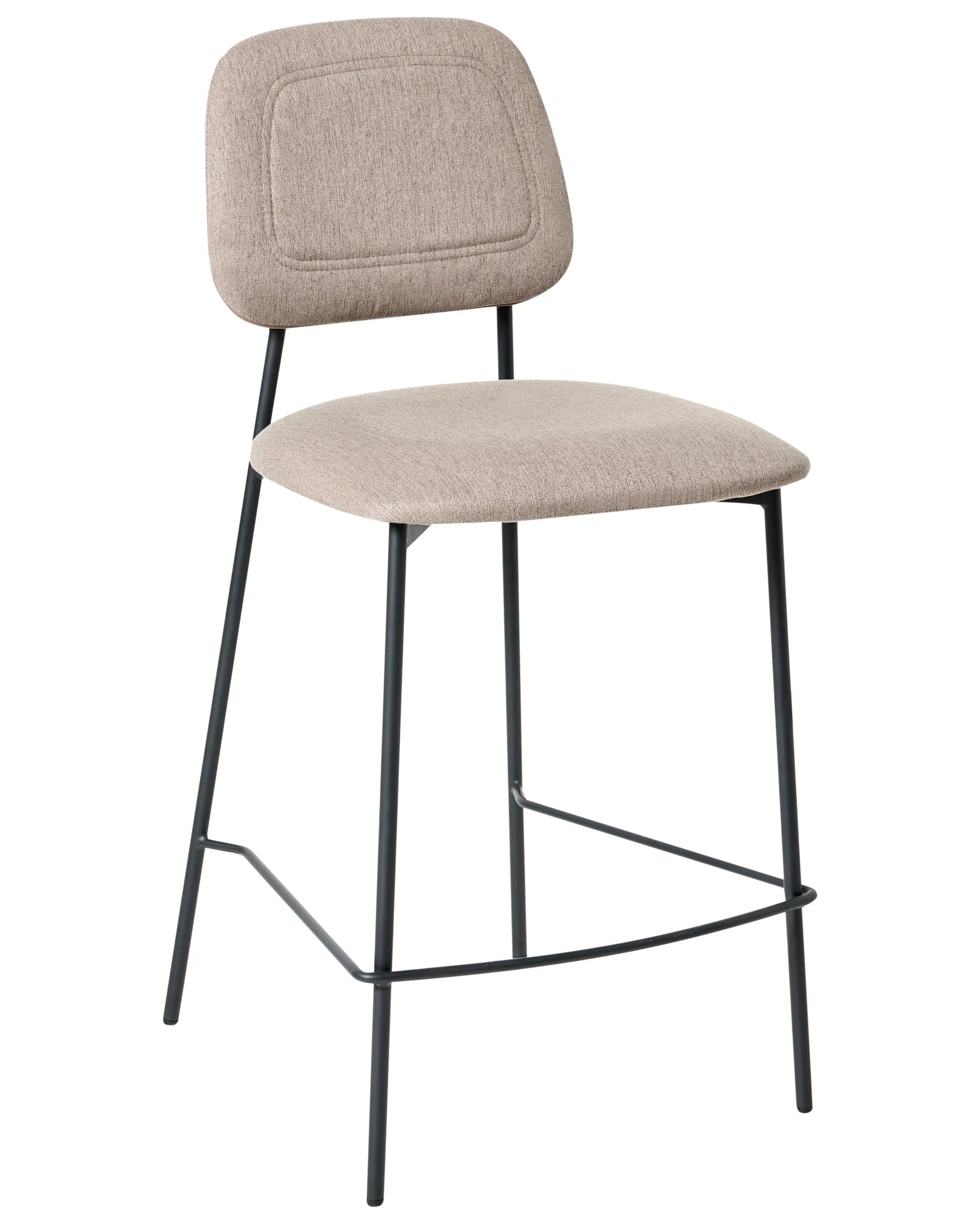 Set of 2 Bar Chairs DUETTE Faux Linen Taupe