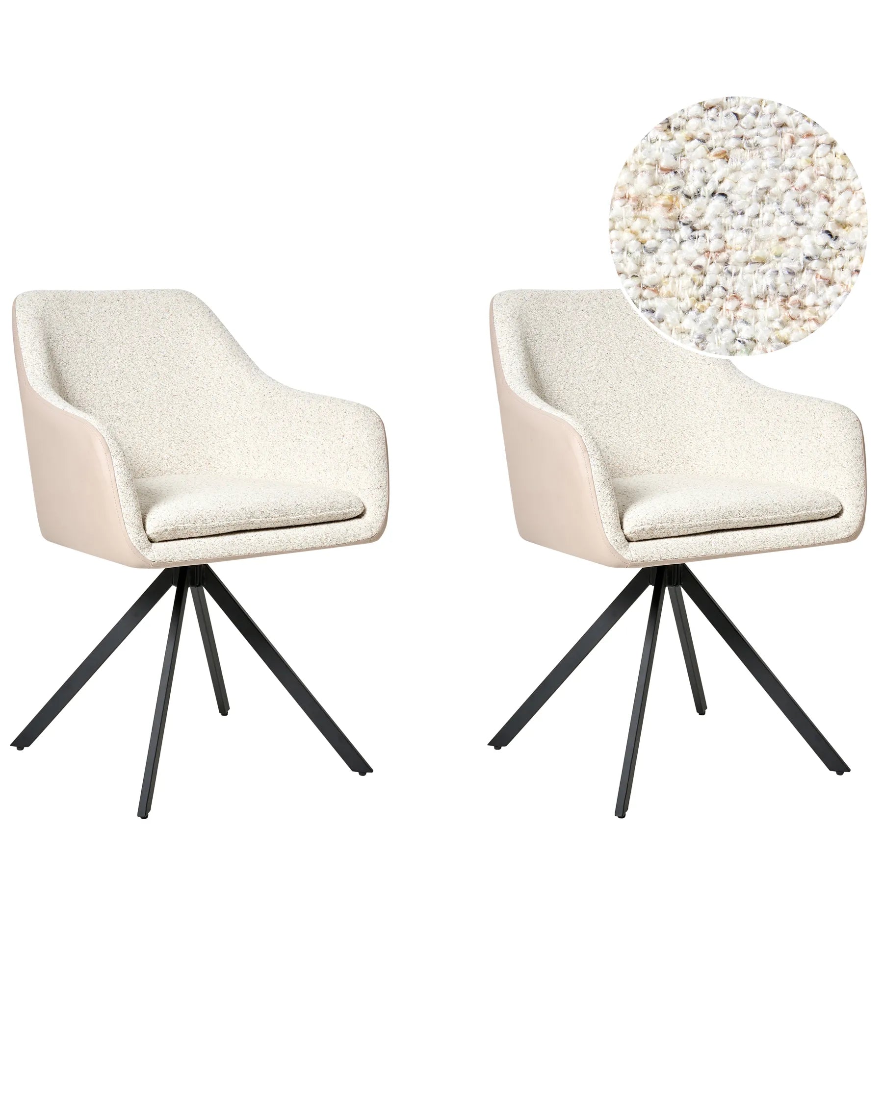 Set of 2 Dining Chairs LITHIA Boucle Light Beige