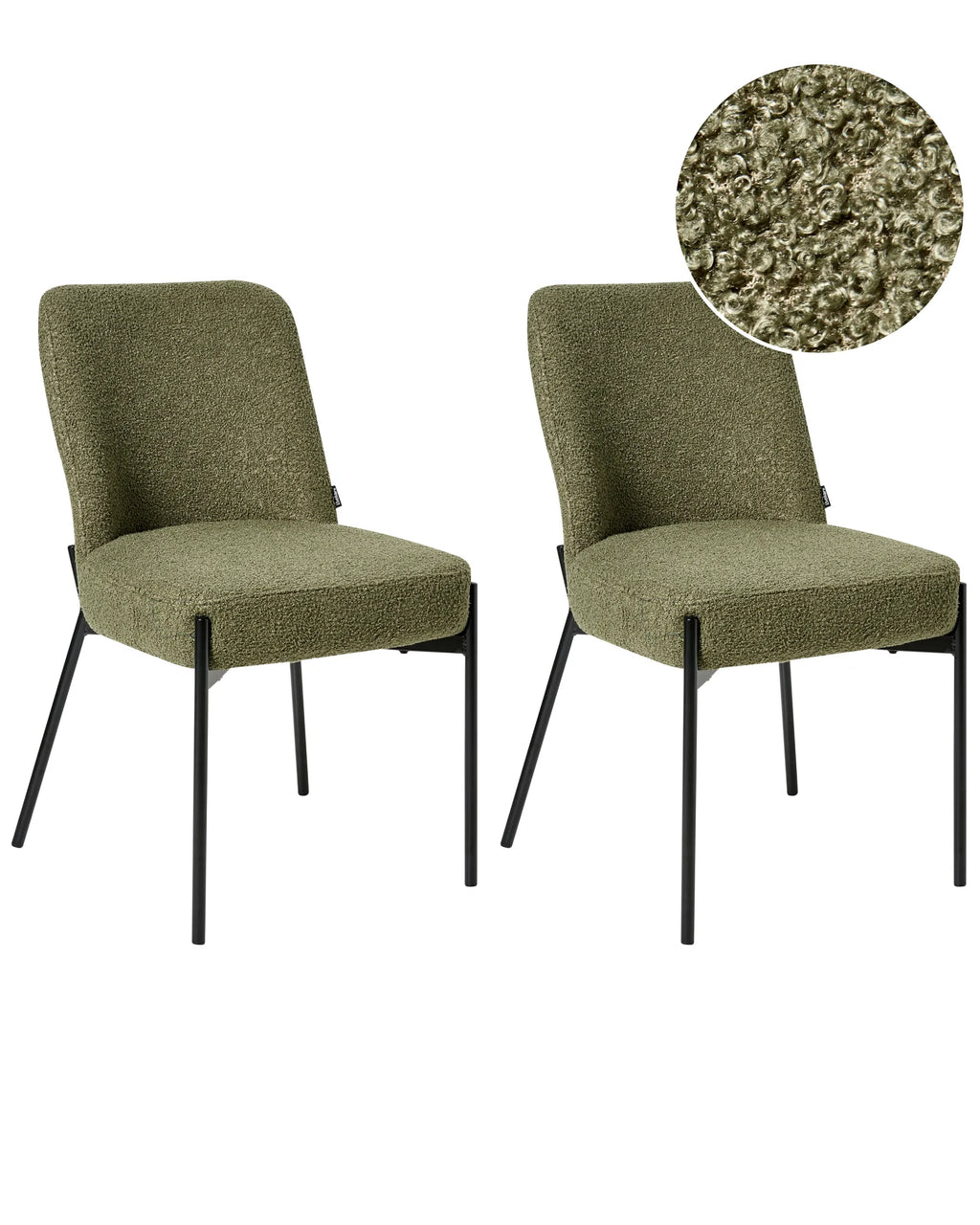 Set of 2 Chairs MALIN Boucle Dark Green