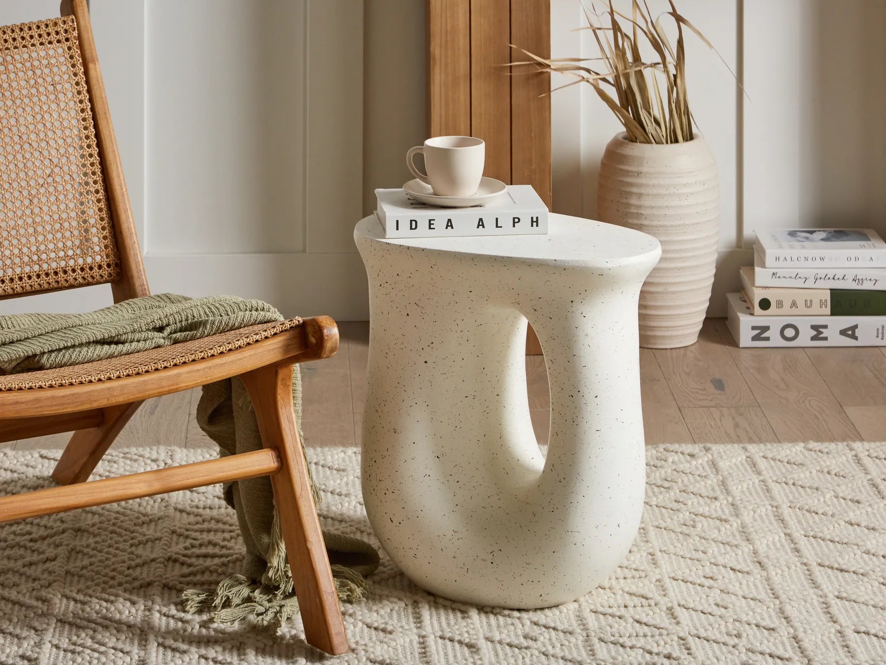 Side Table IDRO 42 cm 28 cm Terrazzo Effect White Terrazzo