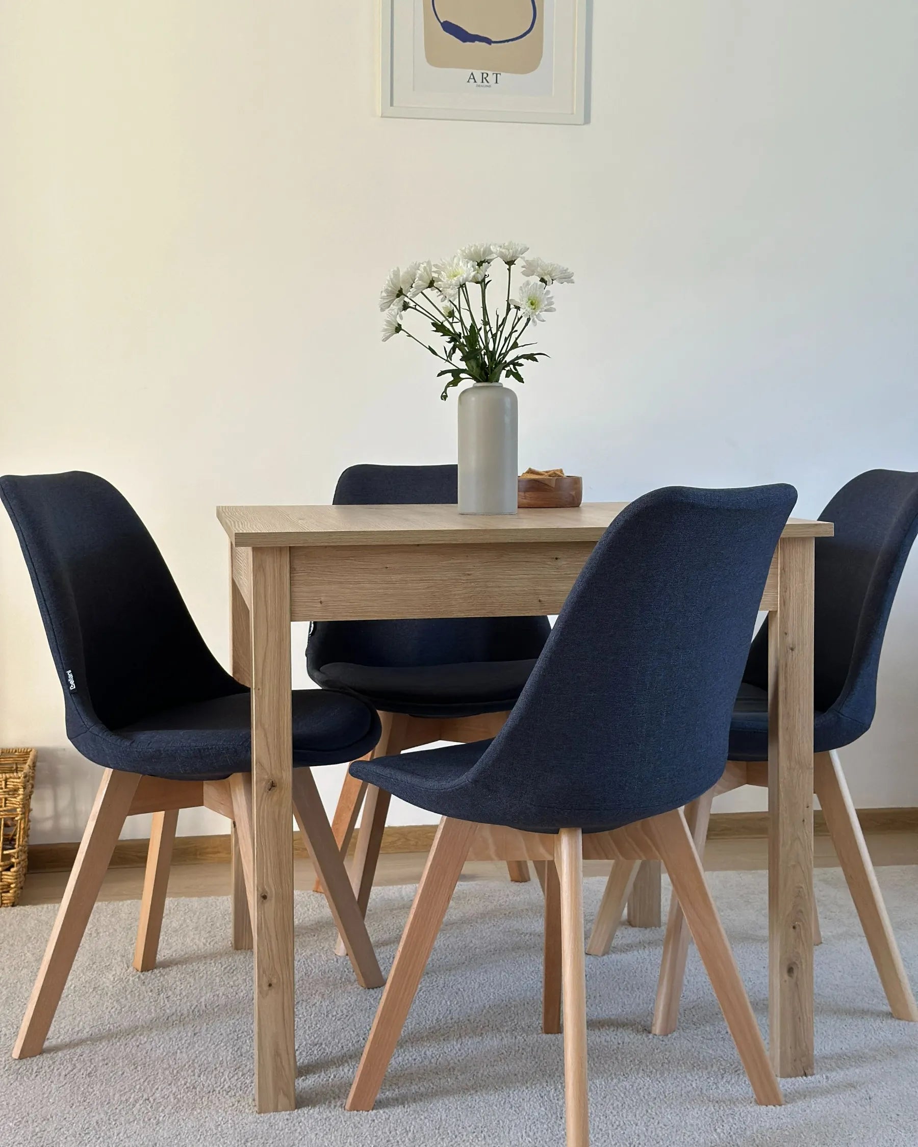 Set of 2 Dining Chairs DAKOTA II Fabric Dark Blue