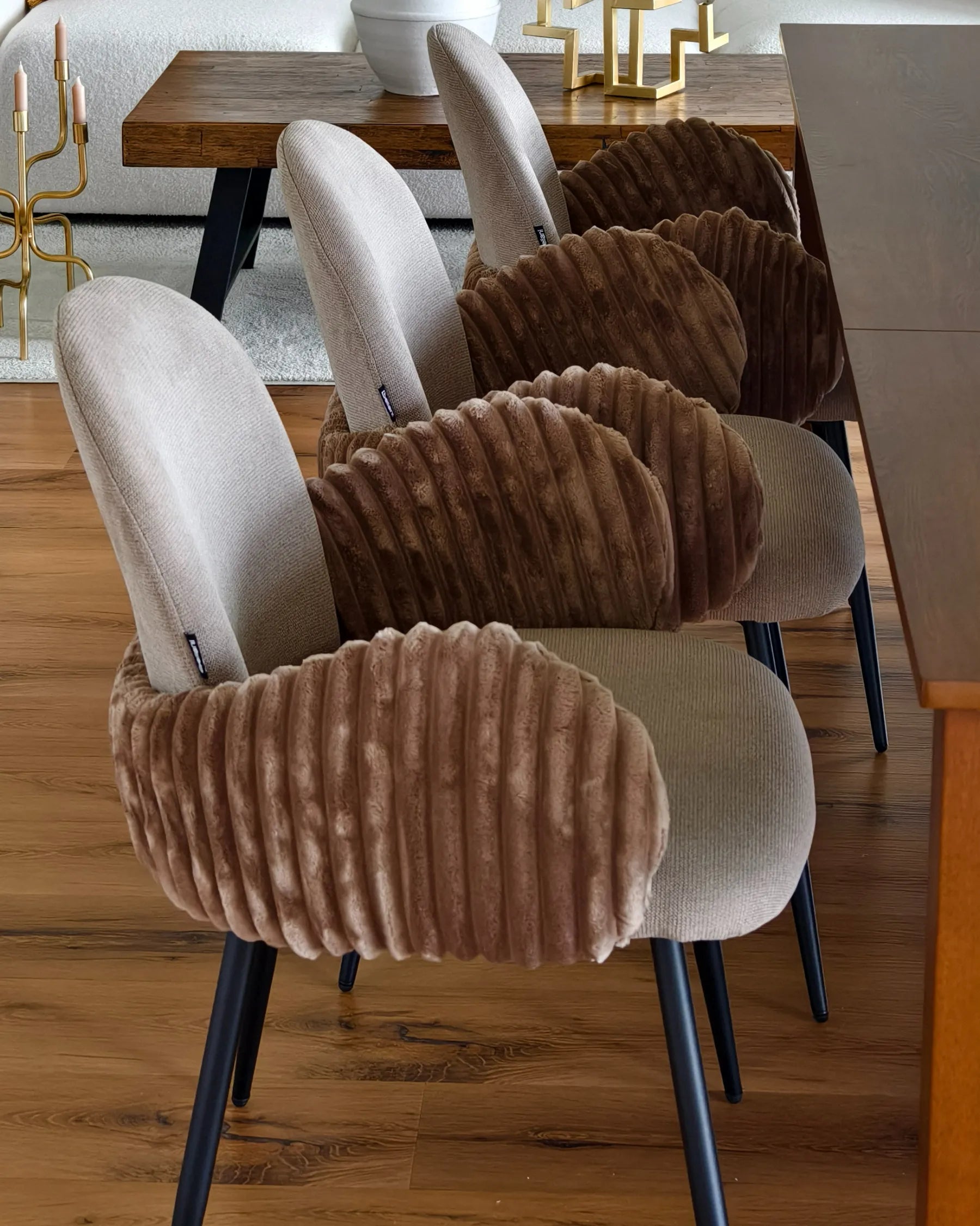 Set of 2 Dining Chairs AMITY Fabric Taupe