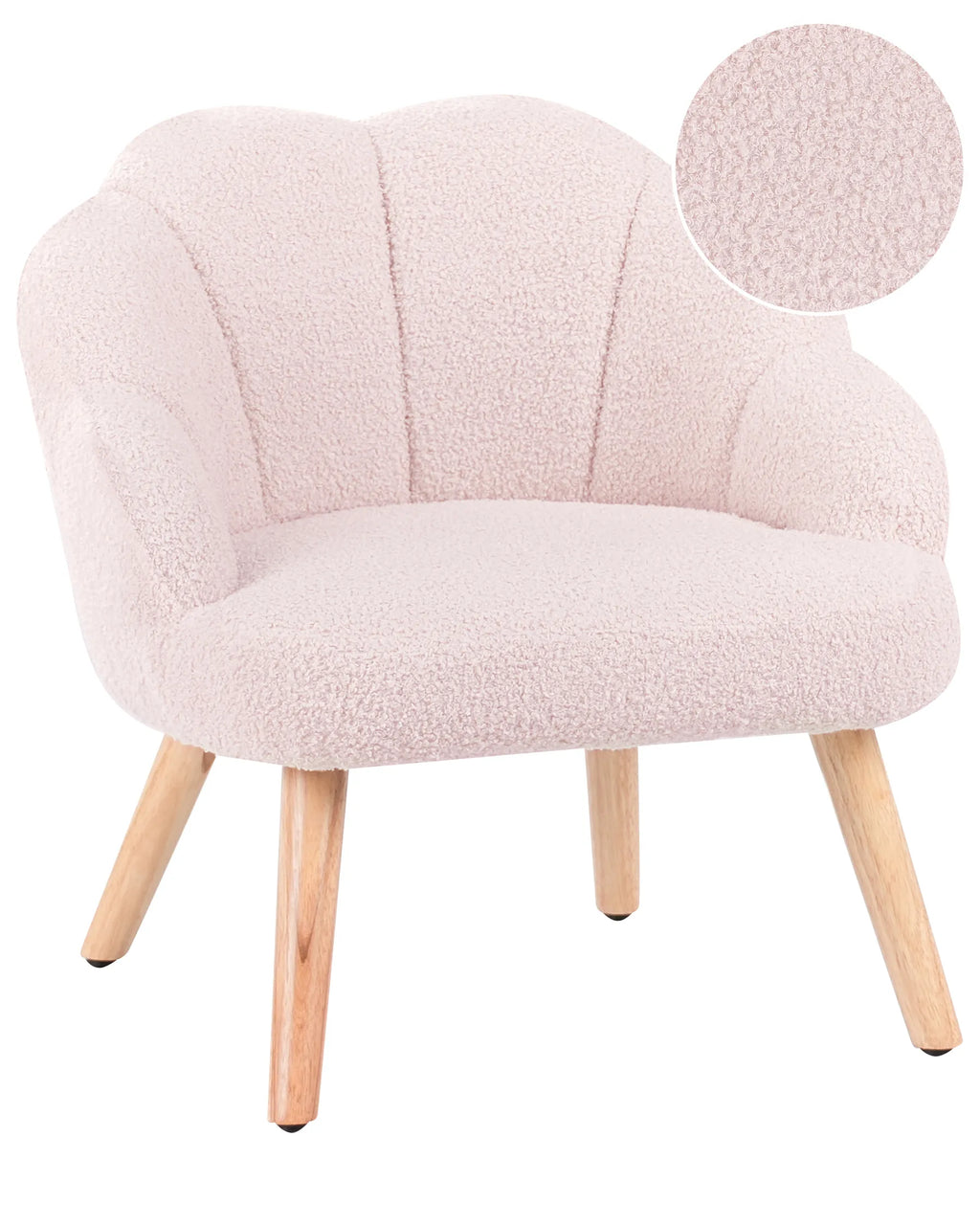 Kids Armchair MILAND Boucle Pastel Pink