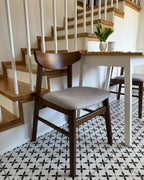 Set of 2 Dining Chairs SMILEY Wood Brown/ Grey