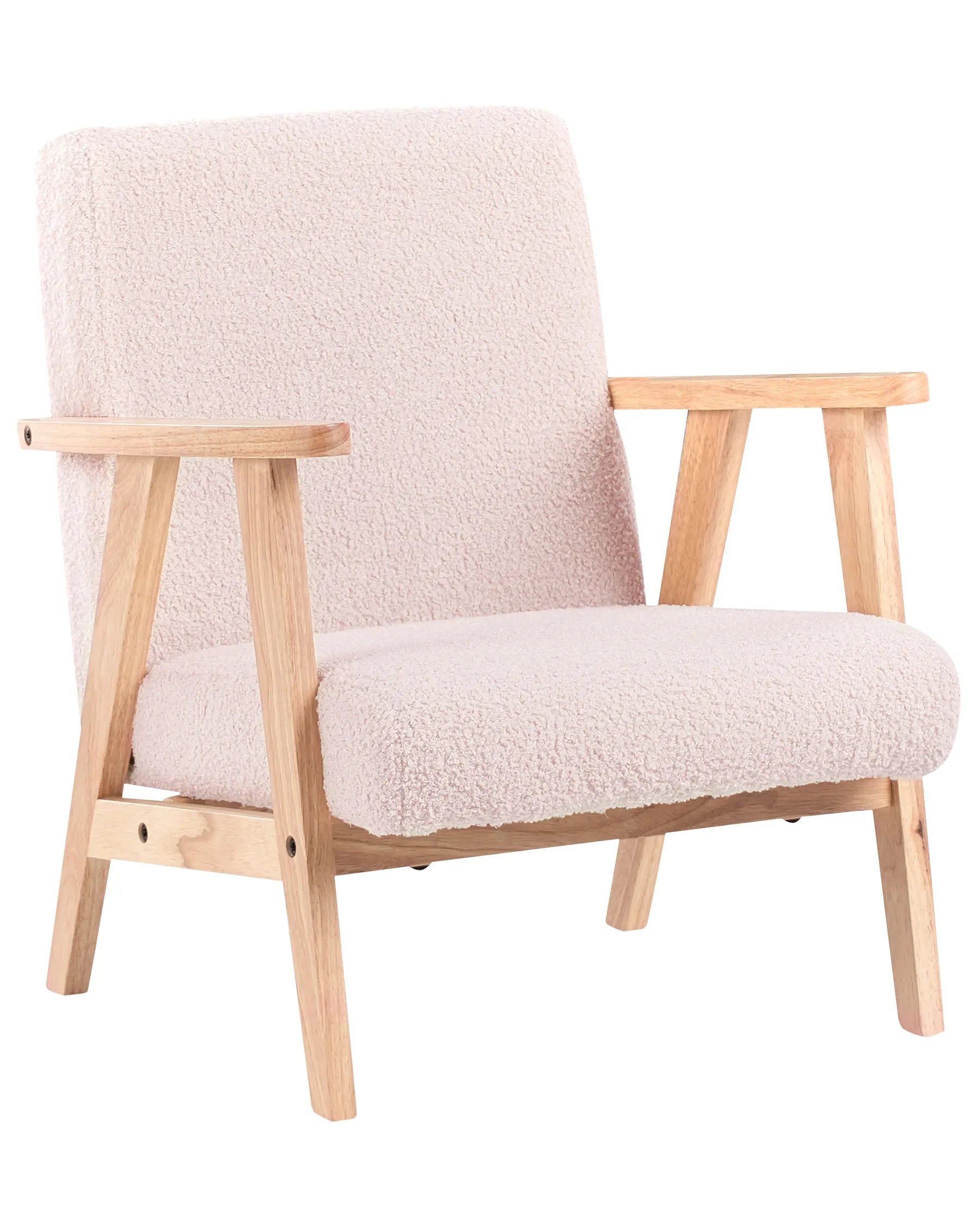 Kids Armchair LINDE Boucle Pastel Pink