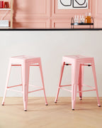 Set of 2 Bar Stools CABRILLO Metal Pink