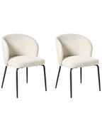 Set of 2 Dining Chairs ZANA Boucle Light Beige