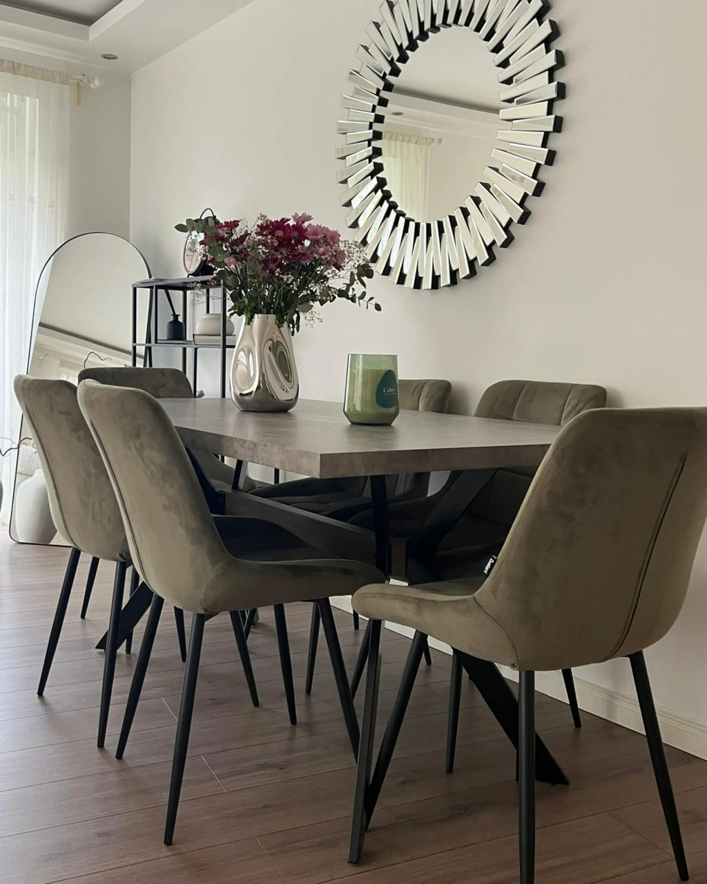 Set of 2 Dining Chairs MELROSE Velvet Olive Green