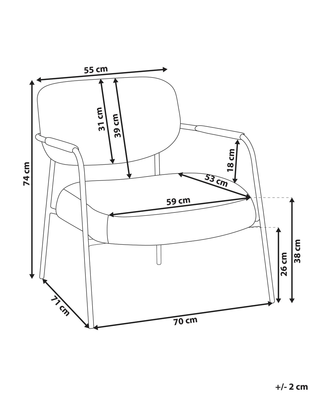 Armchair AUSVIKA Fabric Black/ White