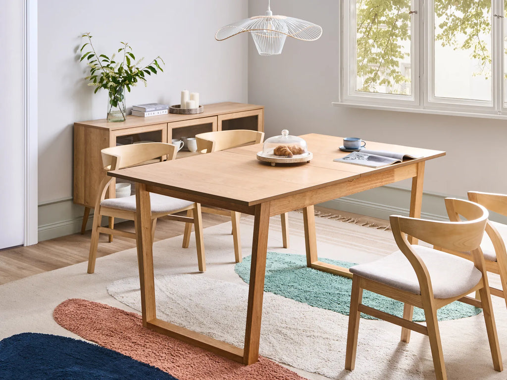 Extending Dining Table CAMDEN Light Ash Wood 160/200 cm 95 cm