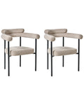 Set of 2 Dining Chairs LYNEY Fabric Beige
