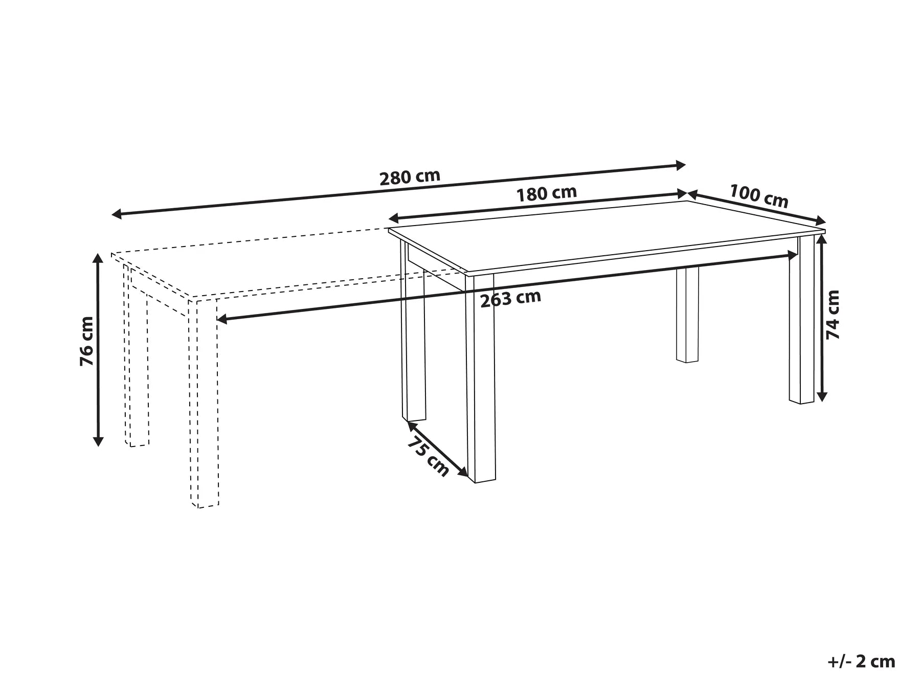 Extending Dining Table MADURA Light Ash Wood 180/280 cm 100 cm