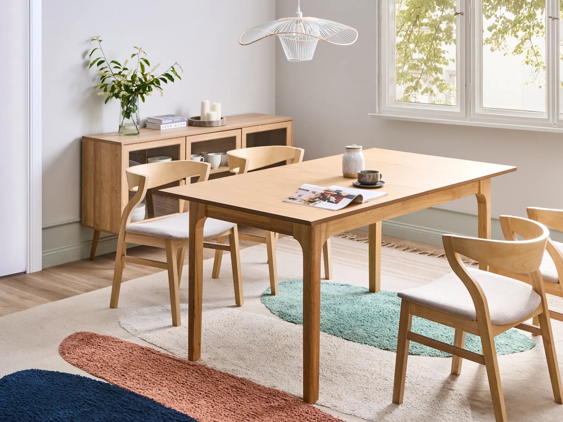 Extending Dining Table DELMAS Light Ash Wood 160/200 cm 90 cm