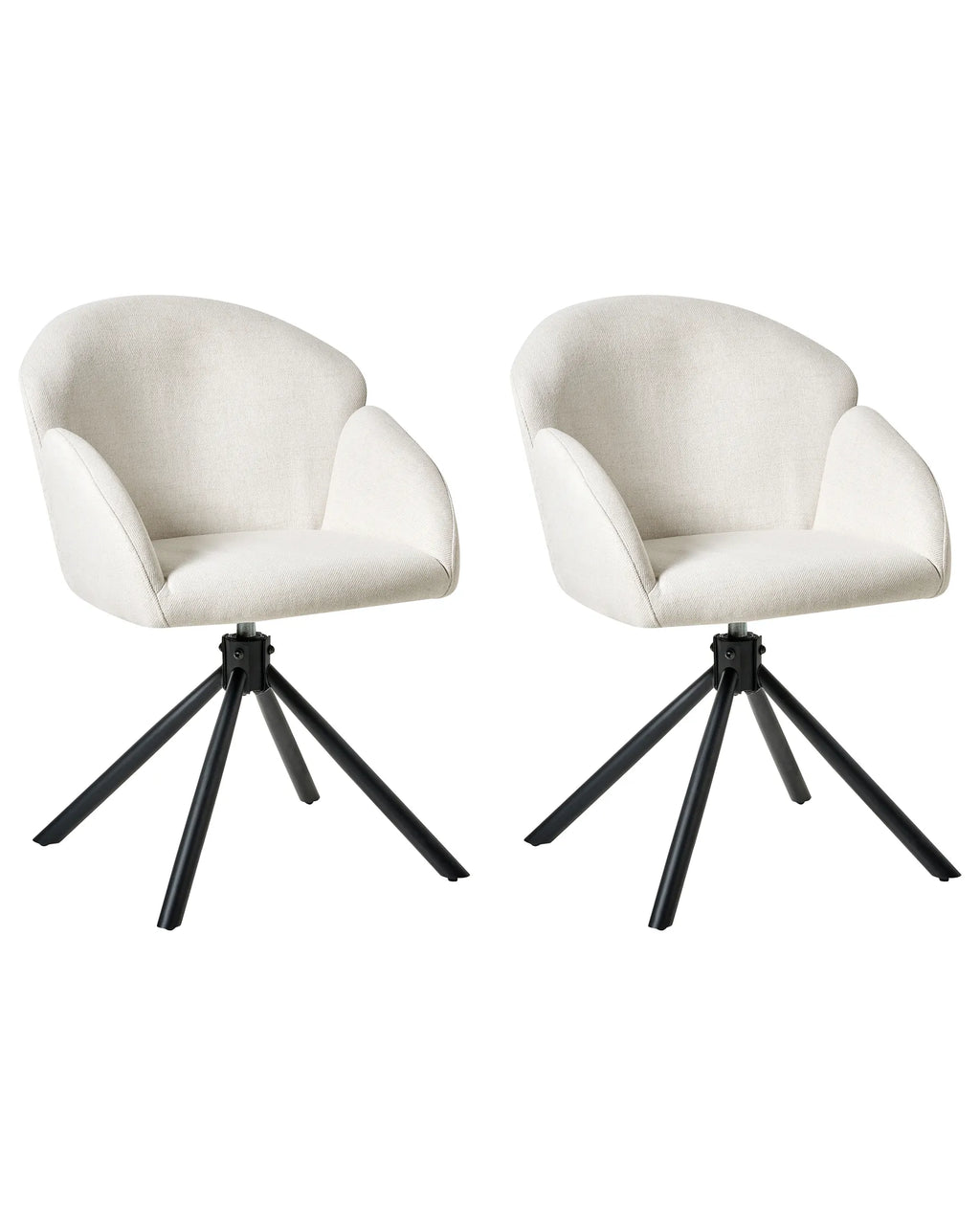 Set of 2 Dining Chairs Swivel MAYBEE Fabric Off-White