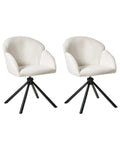 Set of 2 Dining Chairs Swivel MAYBEE Fabric Off-White