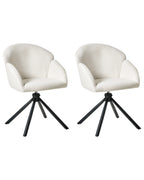 Set of 2 Dining Chairs Swivel MAYBEE Fabric Off-White