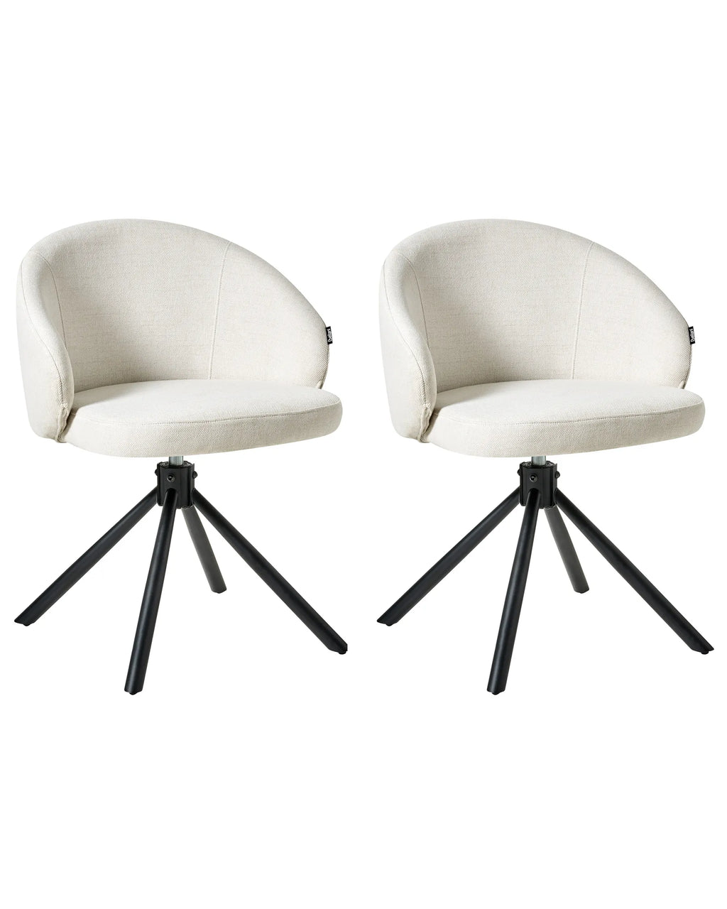 Set of 2 Dining Chairs Swivel OVALO Fabric Off-White