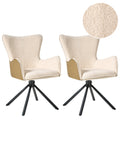 Set of 2 Dining Chairs Swivel NOVI Boucle Light Beige