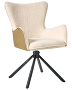 Set of 2 Dining Chairs Swivel NOVI Boucle Light Beige