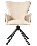 Set of 2 Dining Chairs Swivel NOVI Boucle Light Beige