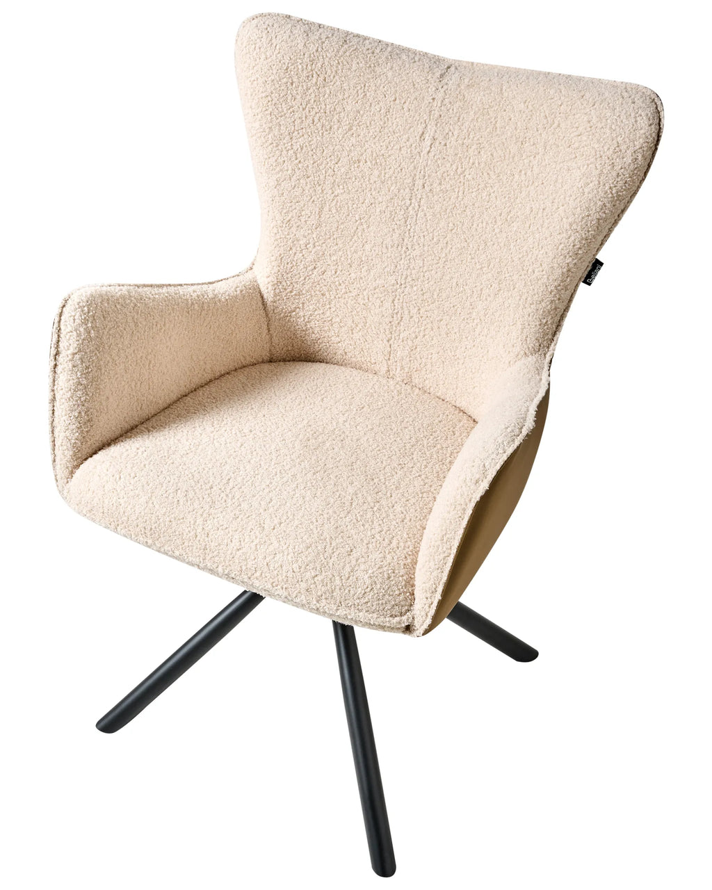 Set of 2 Dining Chairs Swivel NOVI Boucle Light Beige