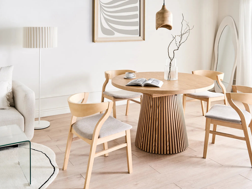 Extending Dining Table MOORE Light Ash Wood 120/160 cm 120 cm