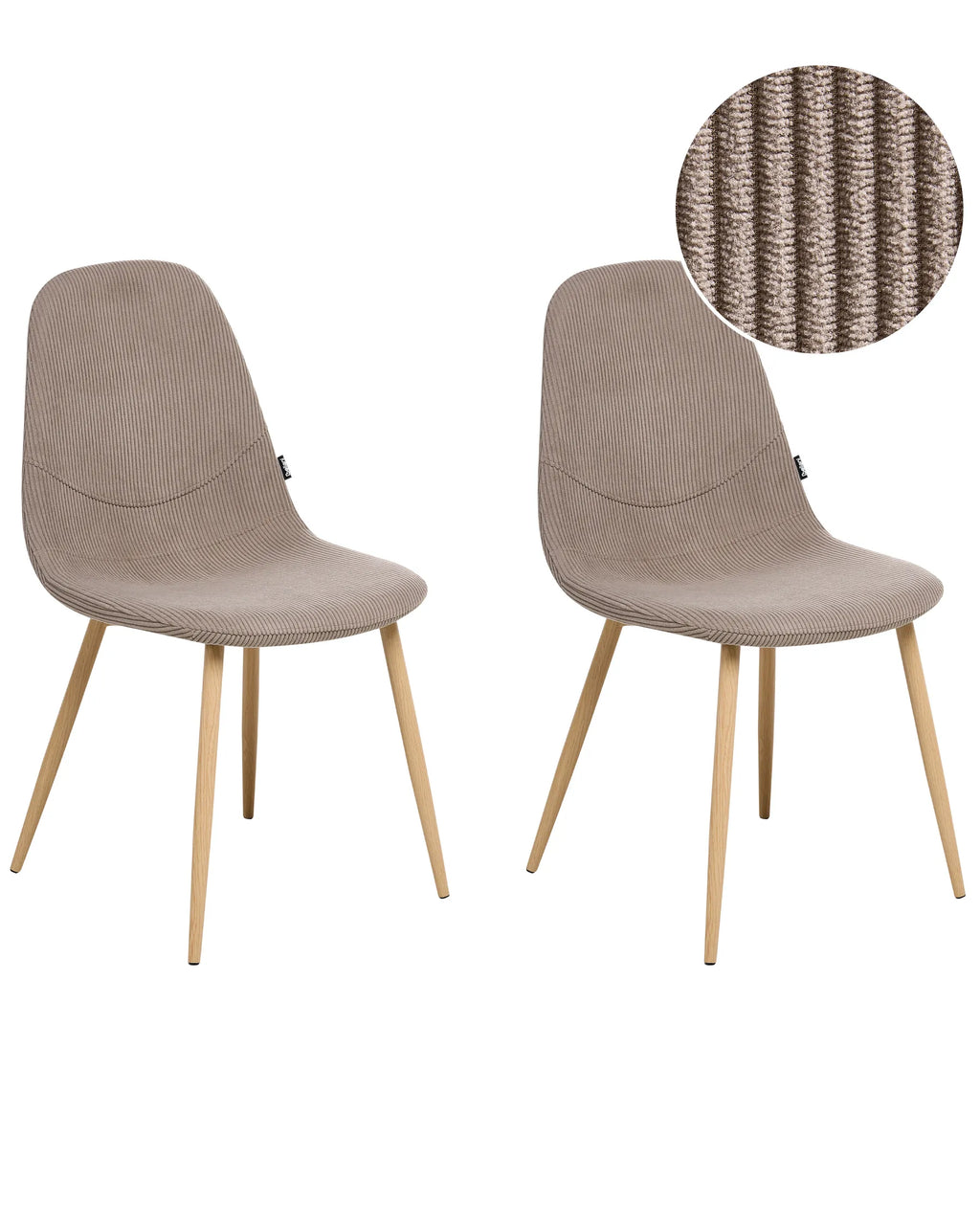 Set of 2 Dining Chairs HILDEN Corduroy Taupe