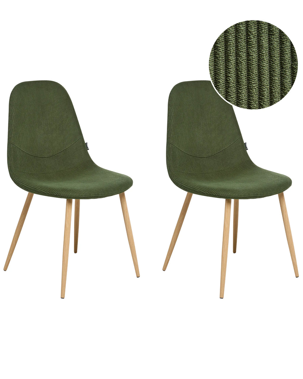 Set of 2 Dining Chairs HILDEN Corduroy Green