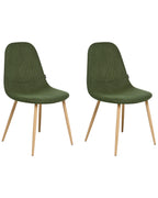 Set of 2 Dining Chairs HILDEN Corduroy Green