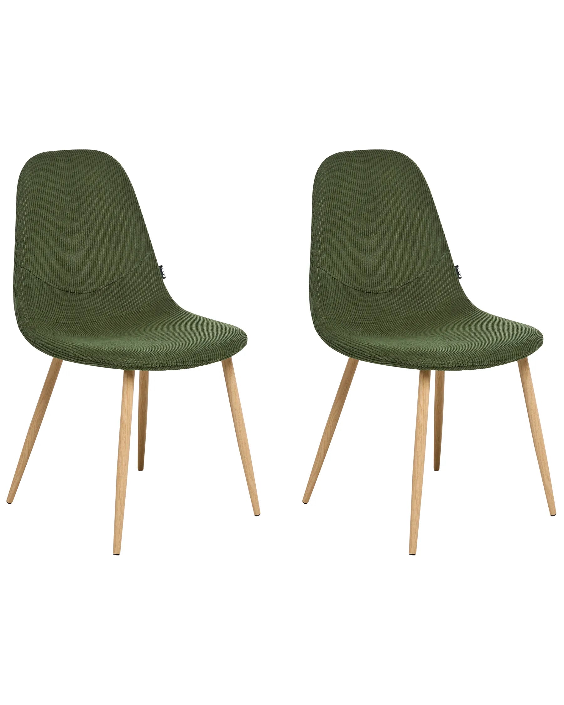 Set of 2 Dining Chairs HILDEN Corduroy Green