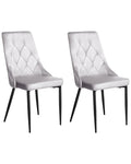 Set of 2 Dining Chairs AVENIR Velvet Light Grey