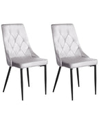 Set of 2 Dining Chairs AVENIR Velvet Light Grey