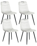 Set of 4 Dining Chairs ARGYLE Velvet Off-White