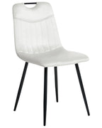Set of 4 Dining Chairs ARGYLE Velvet Off-White