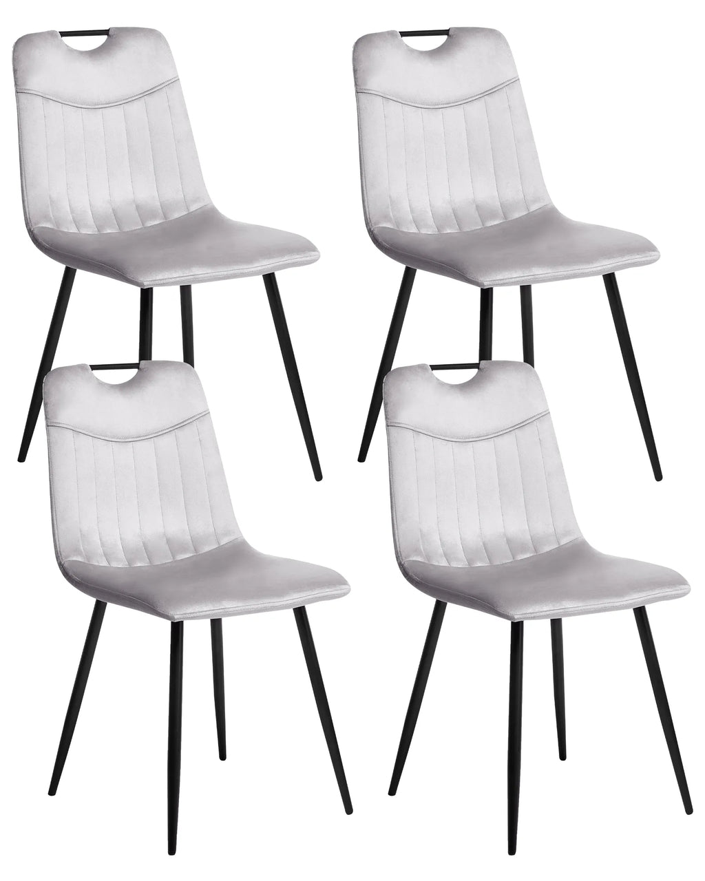 Set of 4 Dining Chairs ARGYLE Velvet Light Grey