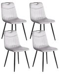 Set of 4 Dining Chairs ARGYLE Velvet Light Grey