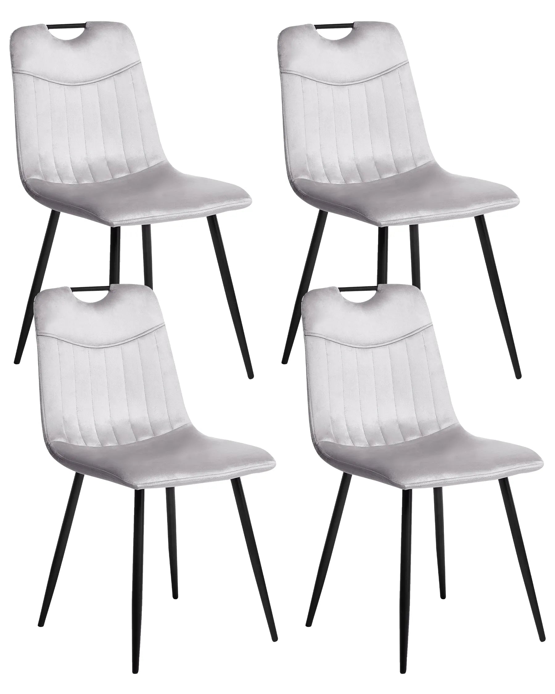 Set of 4 Dining Chairs ARGYLE Velvet Light Grey